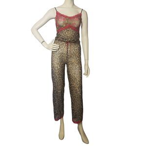 Vintage 90's Y2K VICTORIAS SECRET Sheer Leopard Print Pajama Set Size Medium
